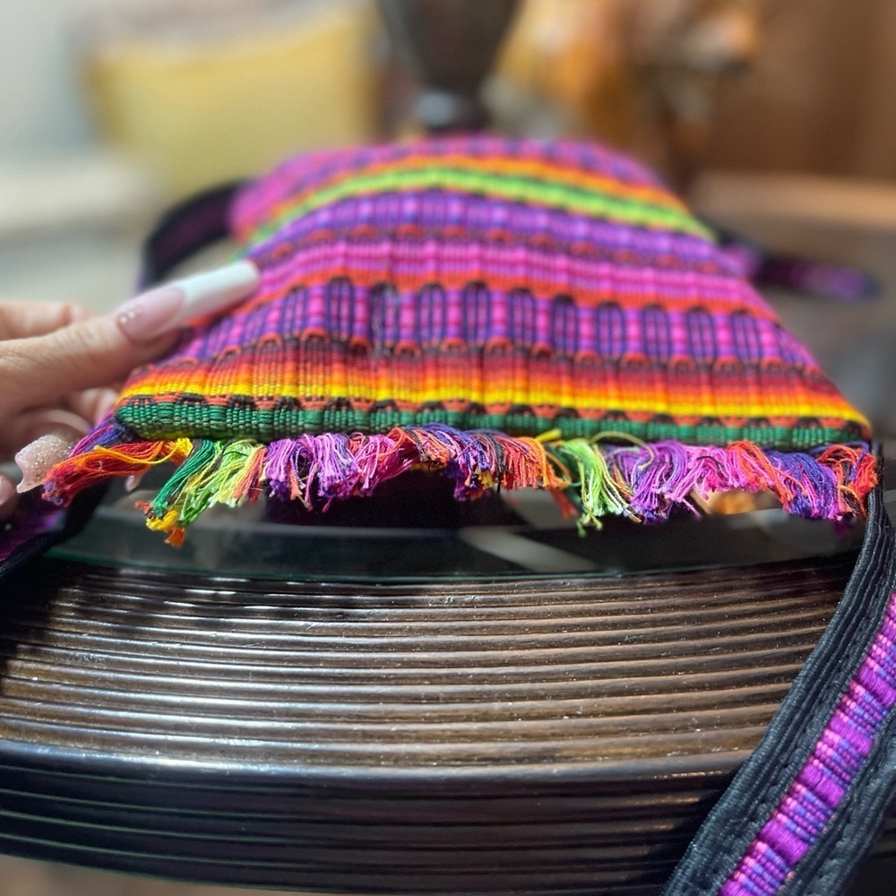 Guatemalan Ethnic Boho Hippie Embroidered Crossbody Bag Purse with Fringe NWT​​​ - Picture 2 of 6
